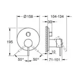 Едноконтролен тројно-посочен санитарен батерија за купатило - 24356al0