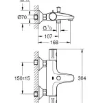800 Термостатска купатилска батерија Мат Црна - 1022032430 Црна