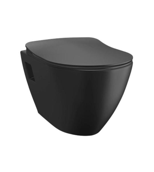 Creavit TP325 Мат Црна Вештачка Вешалка со Канали и Полеко Затворање Капак