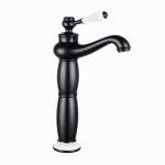 Fause висока купа рустичен лавабо батерија винтаж црно KSL100-B