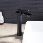 Фаусе високо садно умивалник смесувач за водопад во црно KSL102-B