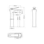Фаусе високо садно умивалник смесувач за водопад во црно KSL102-B