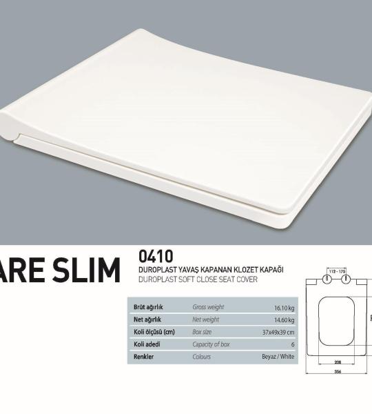 Nkp Квадратен Тенок Дропласт Капак за Тоалетна Школка со Бавно Затворање 0410