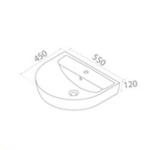 Туркоаз Бела Бања Лавабо 45*55 см (Бела Полу-стапало)