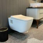 Туркуаз Cerastyle Aqua Rimless Висечки Тоалет Без Канали и Вградена Цистерна Комплет