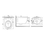 Туркуазен Cerastyle City Rimless без канали за вешање тоалет со вграден резервоар Bella капак за целосен комплет.