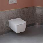 Тиркизна Cerastyle Hera Висечки тоалет без канал и капак со бавно затворање.