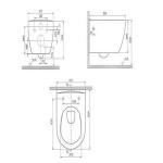 Turkuaz City Rimless Вградена висечка тоалетна са сет за пълнене на резервоара и капак от перла.