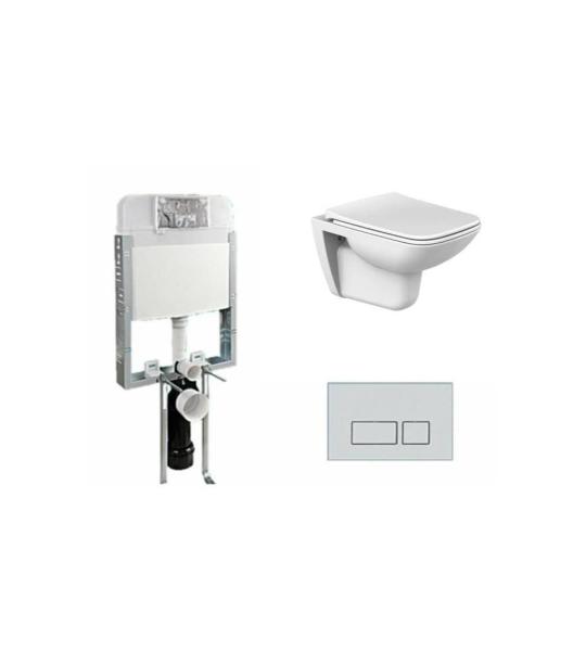 Тиркизна Дуру Висечка Школка, Капак и НКП Вградлив Резервоар, Мат Копче 4-делен Сет