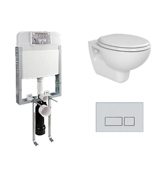 Тиркизно Лила Висечки ВЦ Шоља, Капак и НКП Вградлив Резервоар, Мат Копче 4-делен Сет