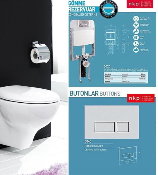 Тиркоаз Лилава Виолетова Тоалетна, Капак, НКП Вграден Резервоар, Мат Копче 4-во