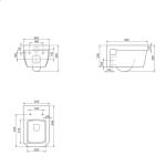 Туркуаз Нура Римлес Бел Каналслес Висечки Тоалет и Бавно Затварање PP Капак