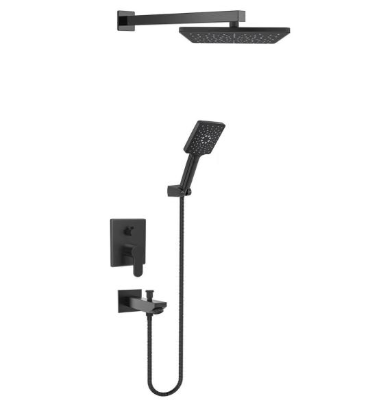 Валтемо Црна Квадратна Вградена Врвна Бања Душ Сет ВС-4620