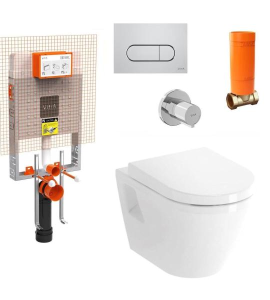 Vitra Integra Bela Kanalna Visečka WC Školjka Kompleten Set so Vgradna Kazanče 800-2027