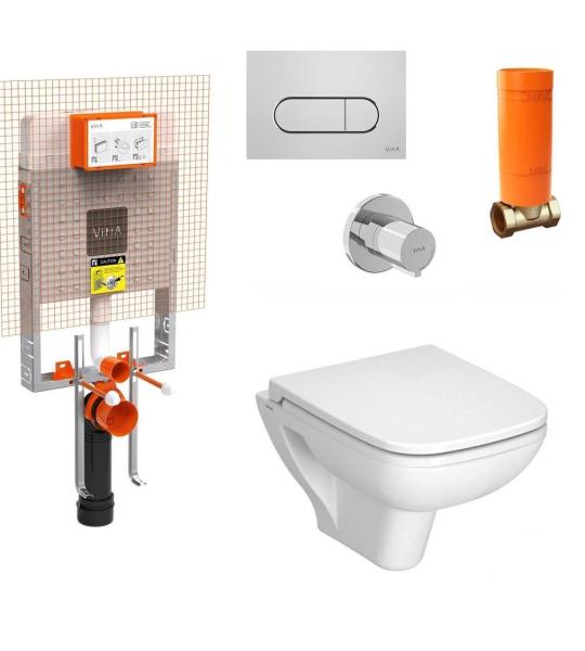 VitrA S20 Square Бела кратка висечка школка и вградена резервоар комплетен сет 800-2027