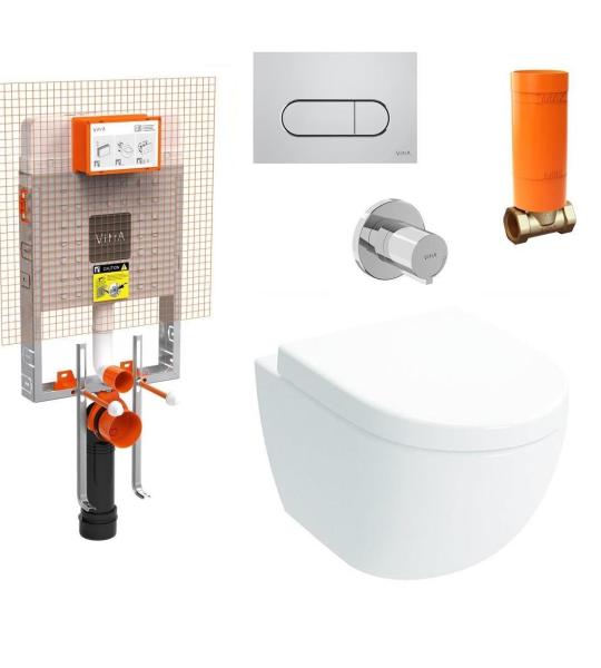 VitrA Sento Rim-ex Бела без канали веш казан, вграден резервоар комплетен сет 800-2027