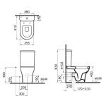 VitrA Zentrum Ѕидна Тоалетна Школка, Резервоар, Внатрешен Механизам и Бавно Затворање Капак 5780L003-0092